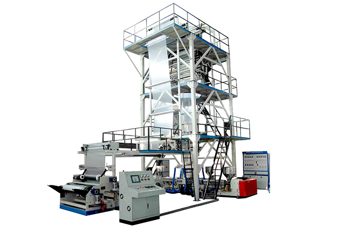  Three layer coextrusion film bubble internal cooling traction rotary film blowing production line
